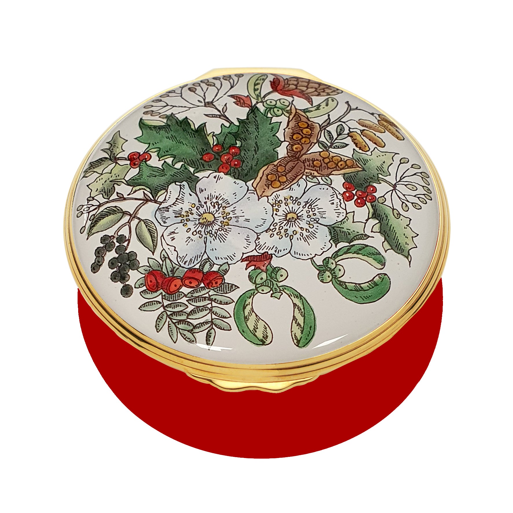 White Holly Enamel Box