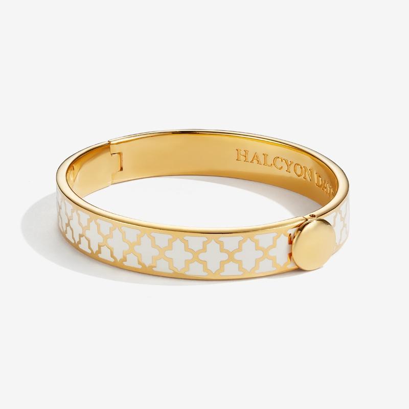 Agama Cream & Gold Hinged Bangle | Halcyon Days – Halcyon Days